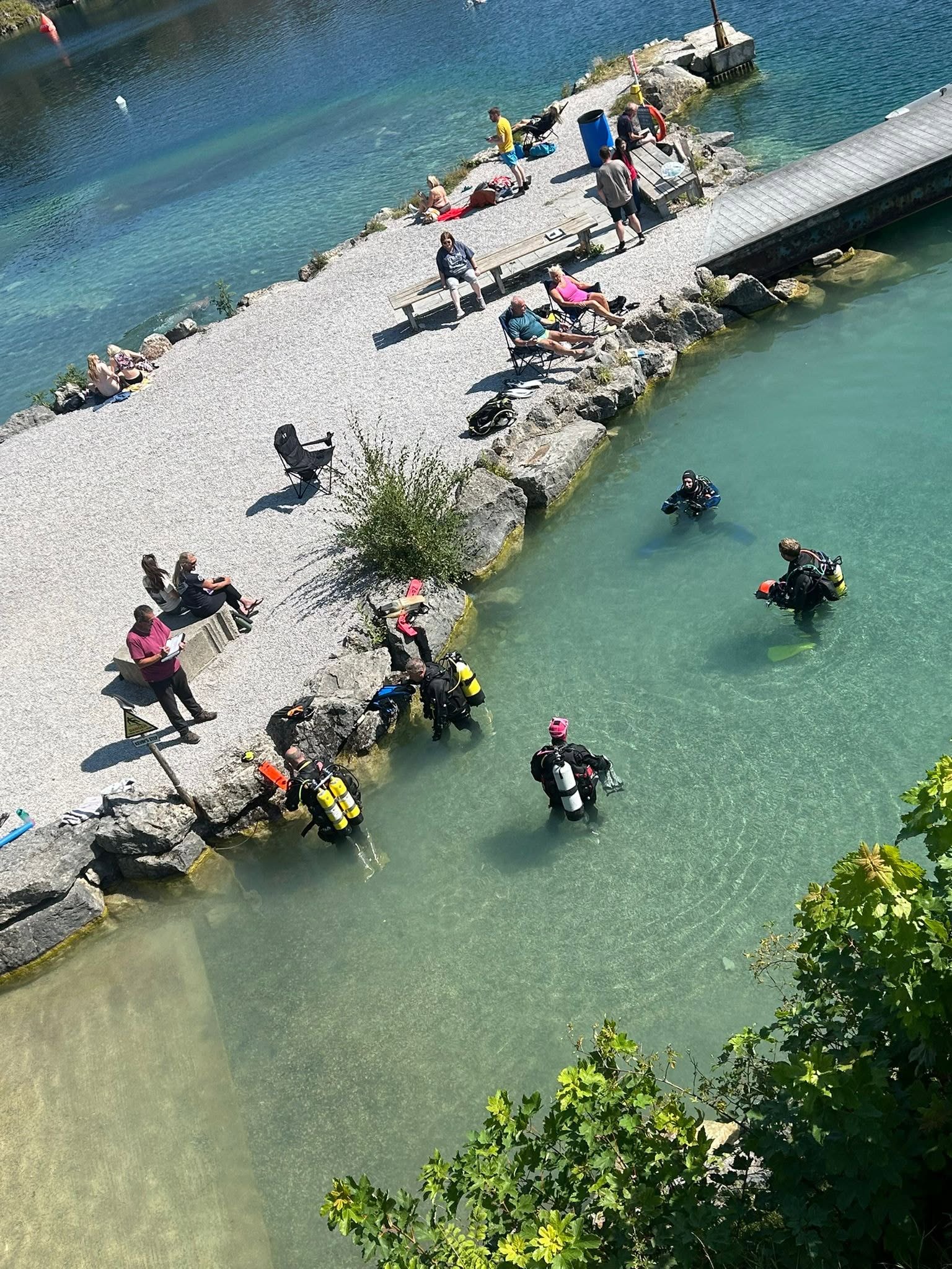 Divers preparing together before a dive